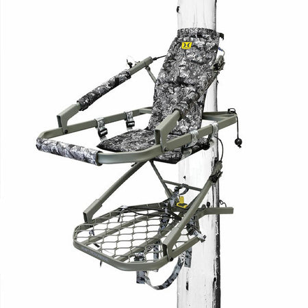 Hawk Warbird Climbing Tree Stand Grey Camo Auto-Latch Cable 300 lb Capacity
