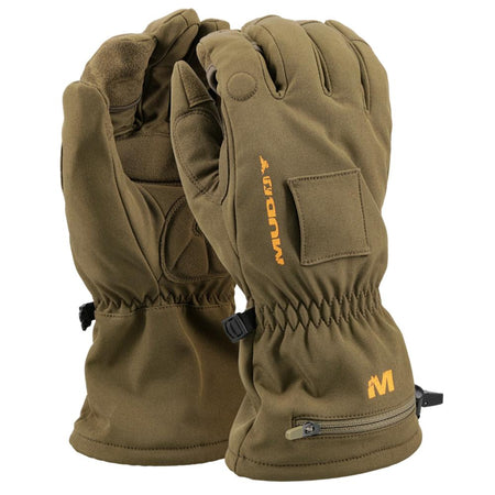 Muddy Nucleus Heated Softshell Gloves Brown Clay M with Tech Tip Fingers