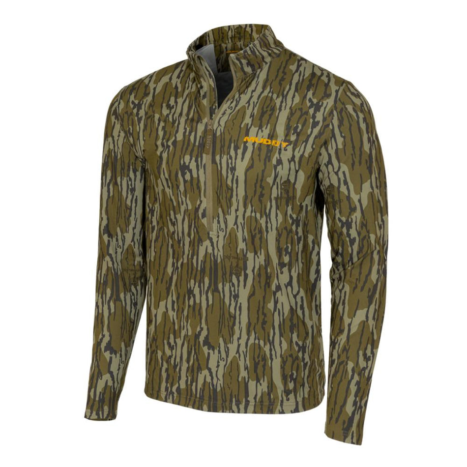Muddy Quarter-Zip Base Layer Long Sleeve Top Mossy Oak Bottomland Size L