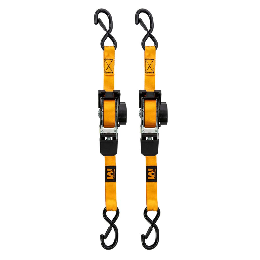 Muddy 2-Pack Retractable Ratchet Straps 1 in x 10 ft Orange with Safety Clips