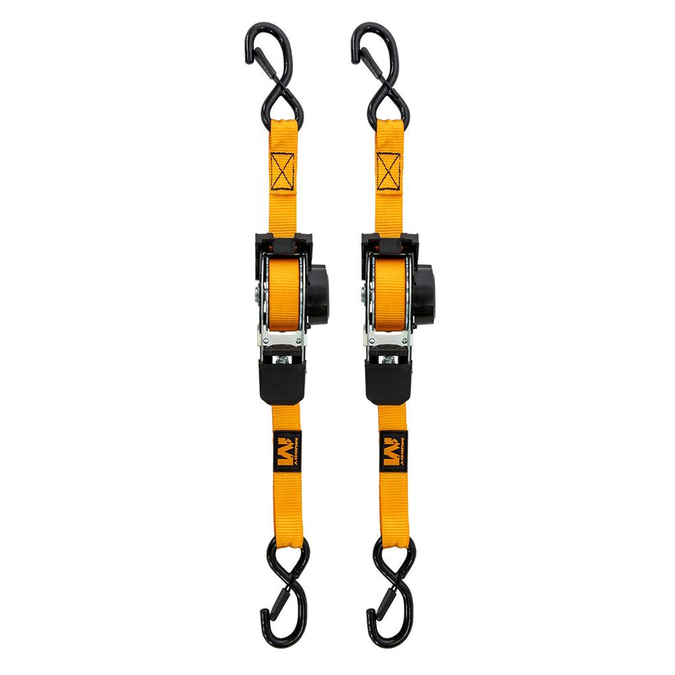 Muddy 2-Pack Retractable Ratchet Straps 1 in x 10 ft Orange with Safety Clips
