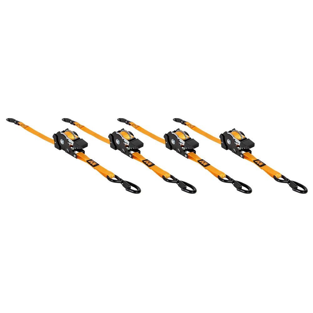 Muddy 4-Pack Retractable Ratchet Tie-Down Straps 1"x10ft Orange