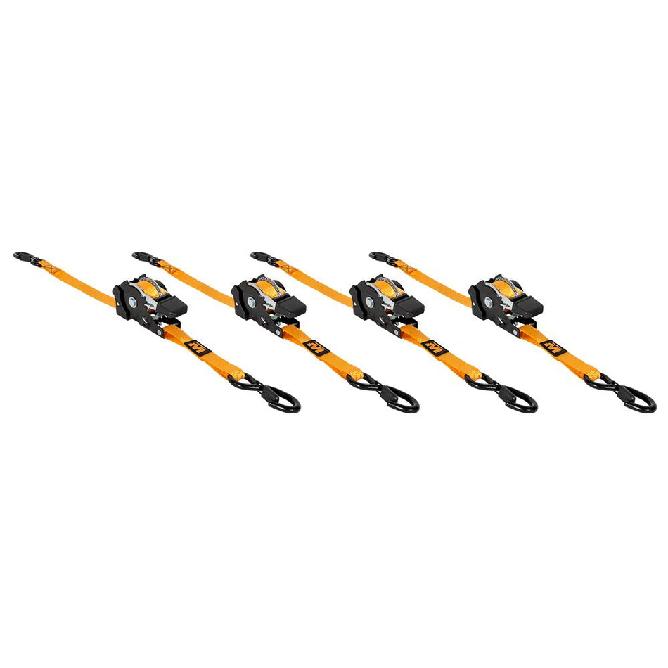 Muddy 4-Pack Retractable Ratchet Tie-Down Straps 1"x10ft Orange