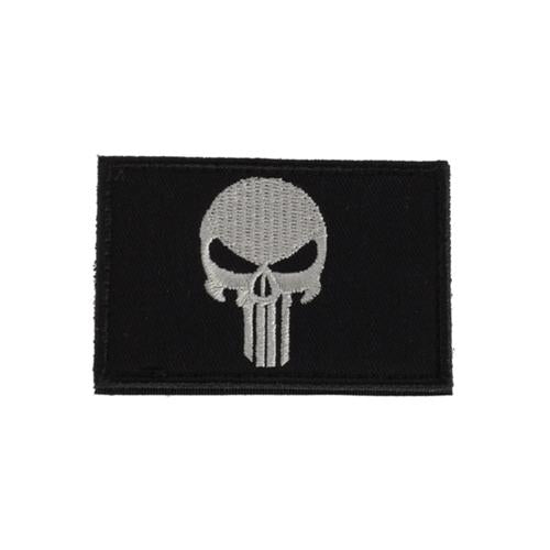 SME Punisher Stitched Morale Patch Black with Adhesive - 3x2 Inches