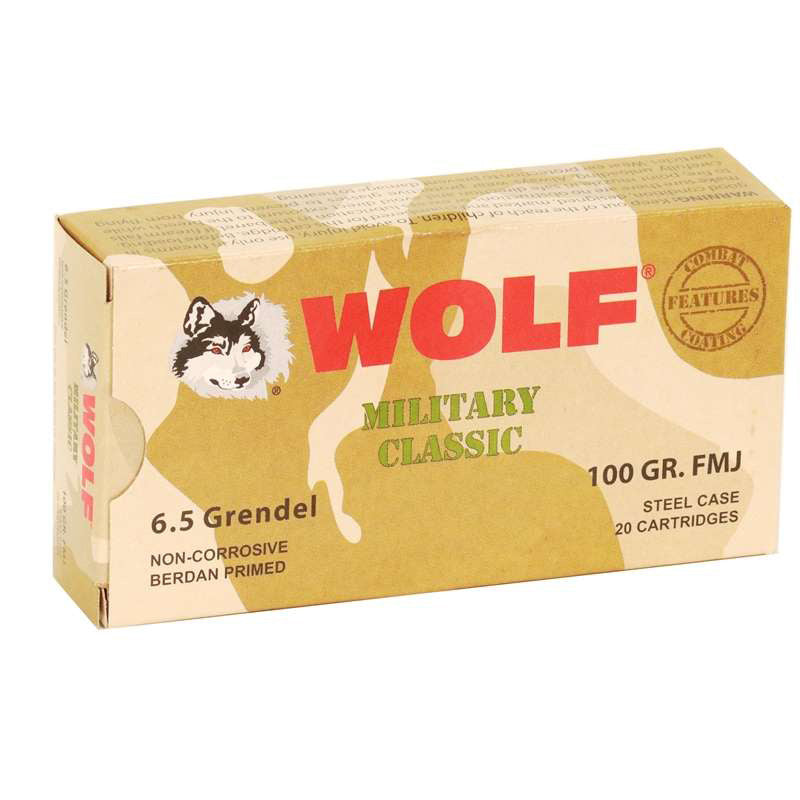 Wolf Military Classic 6.5 Grendel Ammunition 100 Grain Full Metal Jacket