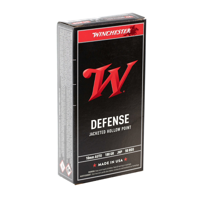 Winchester USA Defense 10mm Auto 147 grain Jacketed Hollow Point ammunition