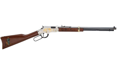 Henry H004GBA Golden Boy God Bless America Edition 22 Short, 22 Long or 22 LR Caliber with 16 LR/21 Short Capacity, 20" Blued Barrel, Nickel-Plated Metal Finish & American Walnut Stock Right Hand (Ful