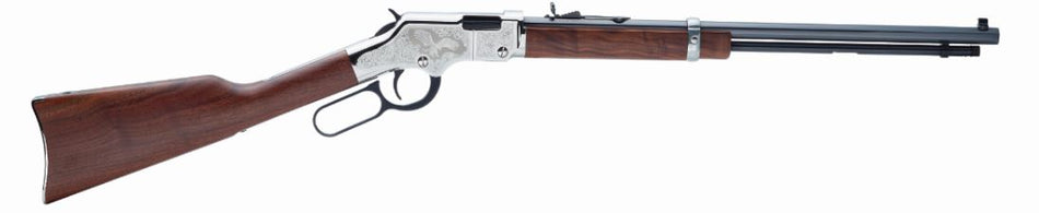 Henry H004SE2 Golden Boy Silver Eagle 2nd Edition 22 Short, 22 Long or 22 LR Caliber with 16 LR/21 Short Capacity, 20" Blued Barrel, Nickel-Plated Metal Finish & American Walnut Stock Right Hand (Full