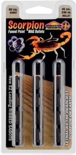 Harvester Scorpion 50 Cal 240gr .451 Polymer Tip Sabot Bullets 12-Pack