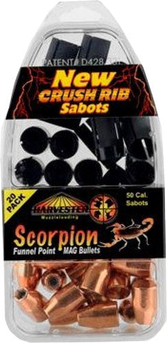 Harvester Scorpion 50 Cal 240gr .451 Funnel Point Sabot Bullets 20-Pack