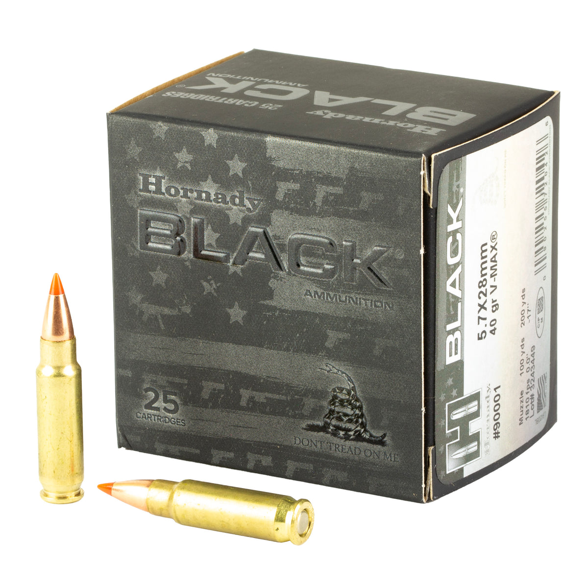 Hornady Black 5.7x28mm FN 40 grain Hornady V-Max ammunition