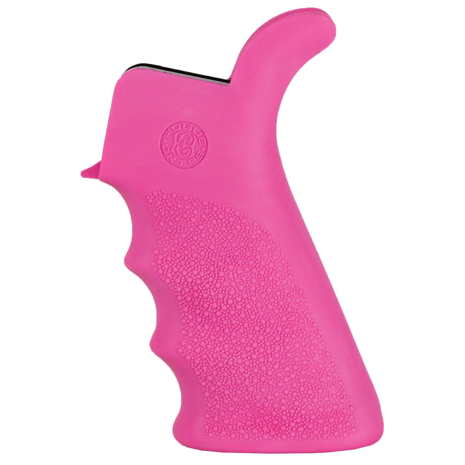 Hogue OverMolded Beavertail Grip for AR-15/M-16 - Pink, Finger Grooves