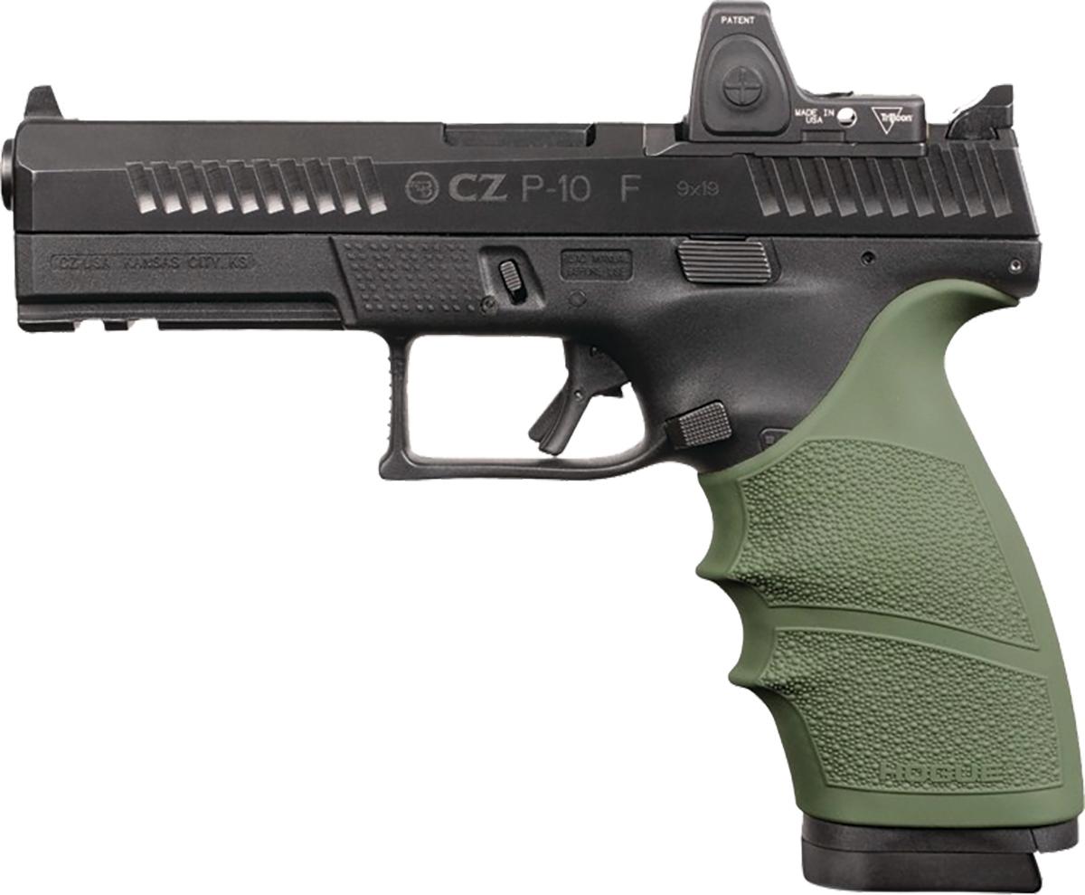 Hogue CZ P-10 Full Size 9mm Beavertail Grip Sleeve Cobblestone Texture OD Green