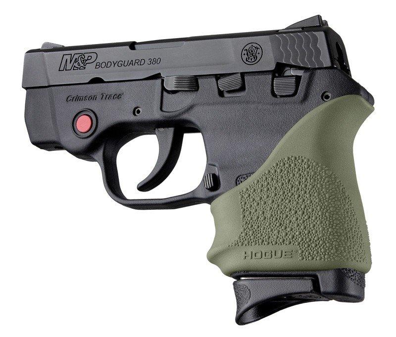 Hogue HandAll OD Green Beavertail Grip Sleeve - S&W Bodyguard 380 / Taurus TCP & Spectrum