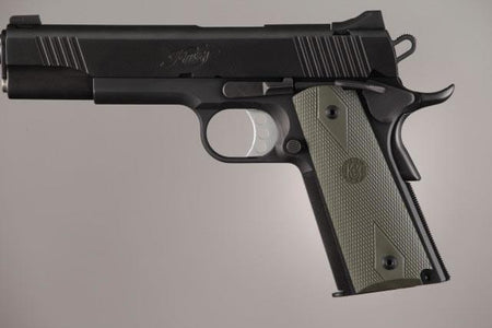 Hogue OD Green Rubber Checkered Diamond Grip Panels for Colt Government 1911 .45