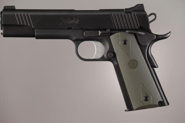 Hogue OD Green Rubber Checkered Diamond Grip Panels for Colt Government 1911 .45