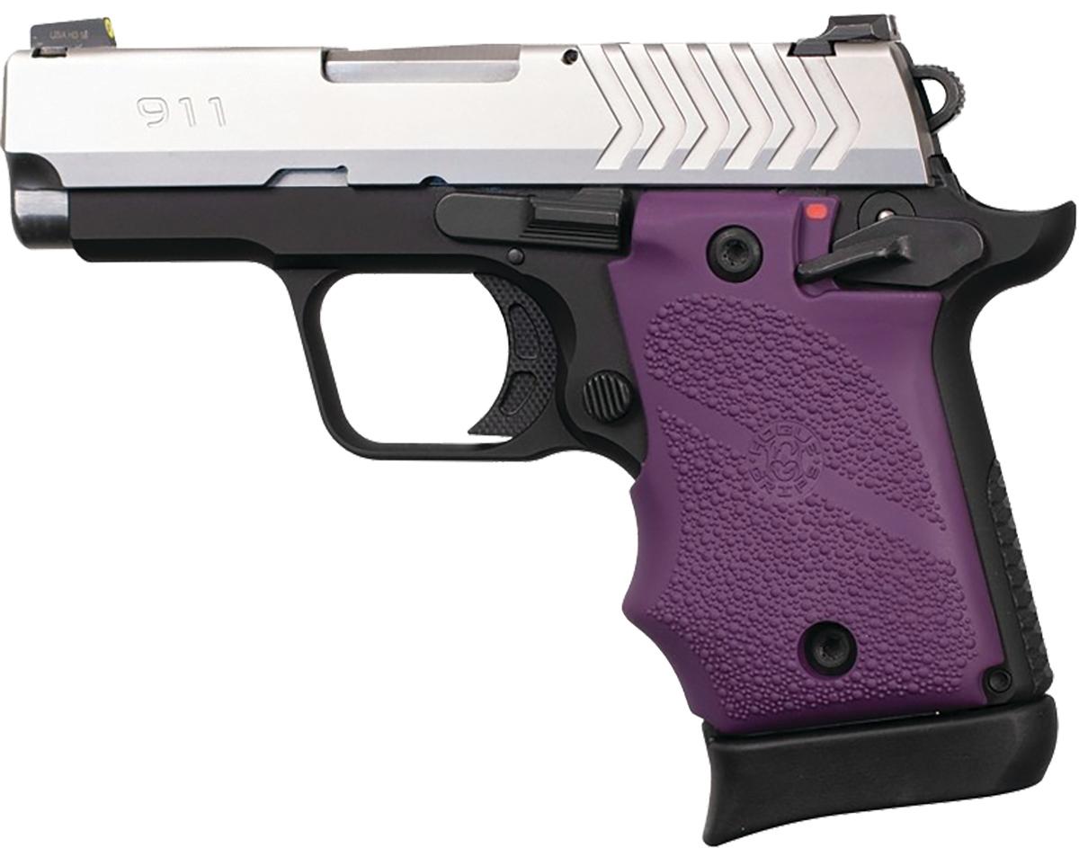 Hogue Springfield 911 9mm Cobblestone Rubber Grip - Purple Ambi Safety