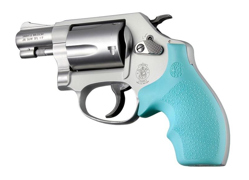 Hogue Rubber Grip Bantam Style for S&W Round Butt J Frame Aqua