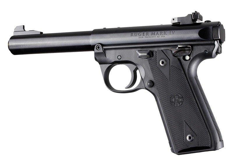 Hogue Black Rubber Grip Panels Checkered W/Diamonds for Ruger 22/45 MKIV