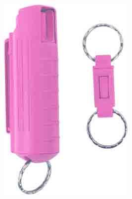 Sabre 3-N-1 15g Pepper Spray in Pink Hard Case with Quick-Release Key Ring