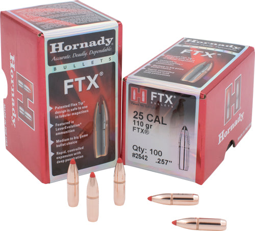 Hornady Bullets 25 Cal .257 110gr FTX Reloading Bullets 100-Count