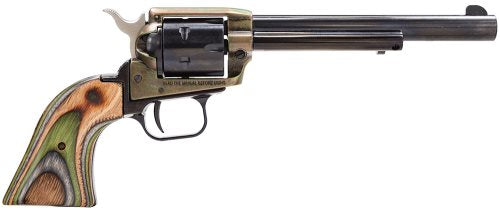 Heritage Mfg RR22MCH6 Rough Rider 22 LR/22 WMR 6 Shot, 6.50" Black Steel Barrel & Cylinder, Simulated Case Hardened Zinc Alloy Frame, Camo Laminate Grip, Hammer/Thumb Safety, Exposed Hammer