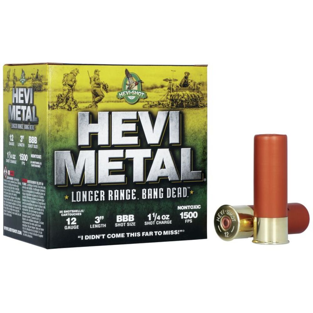 HEVI-Shot HS38008 HEVI-Metal Longer Range 12 Gauge 3 1-1/4oz #BBB 1500 fps