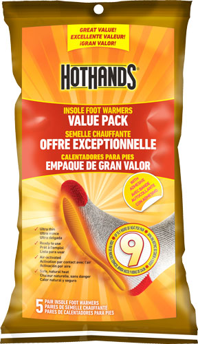 HotHands Foot Warmer Insoles 5 Pair 9 Hour with Adhesive