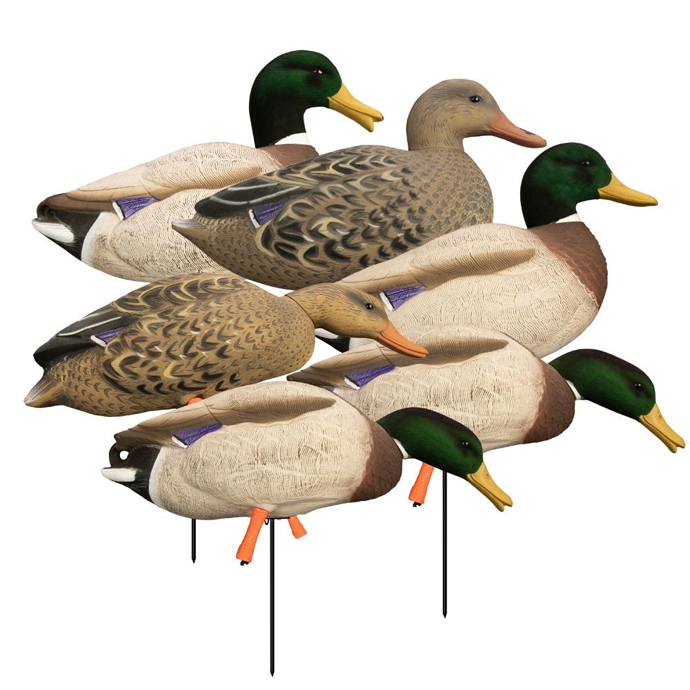Higdon Outdoors Magnum Full Body Mallard Duck Decoy Set Flocked Heads 6pk