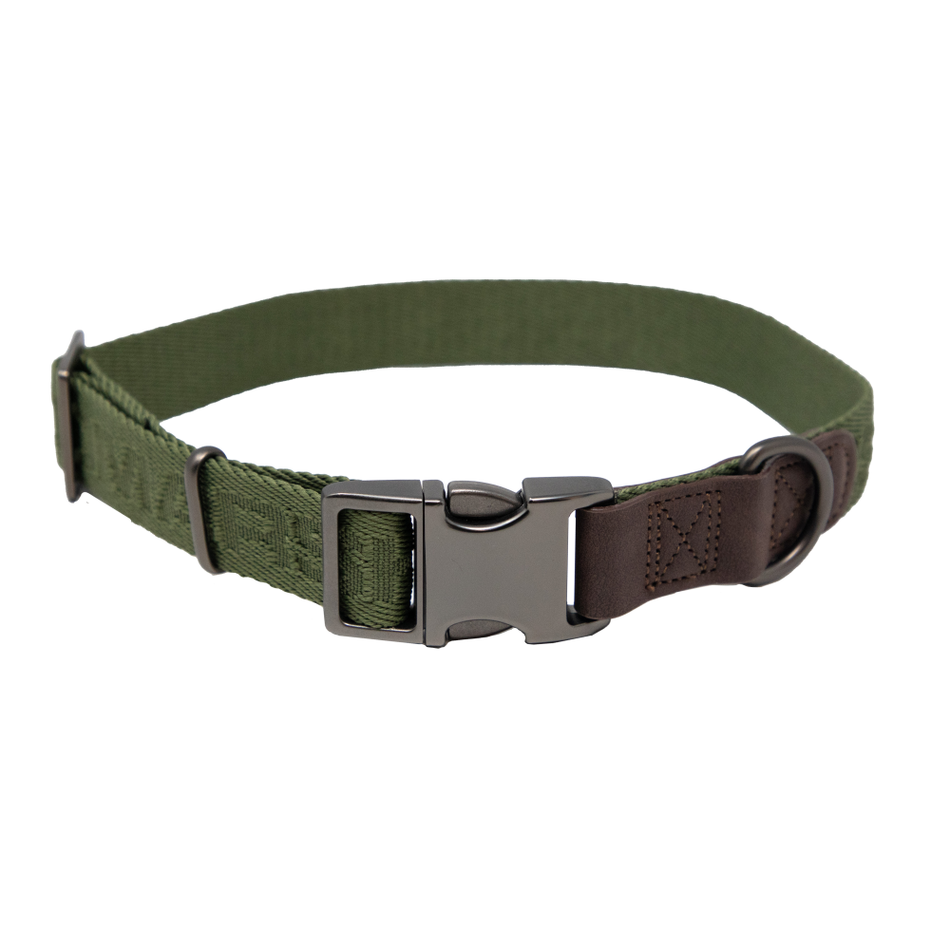 MoMarsh Nylon Adjustable Dog Collar Cypress Green 15"-23"