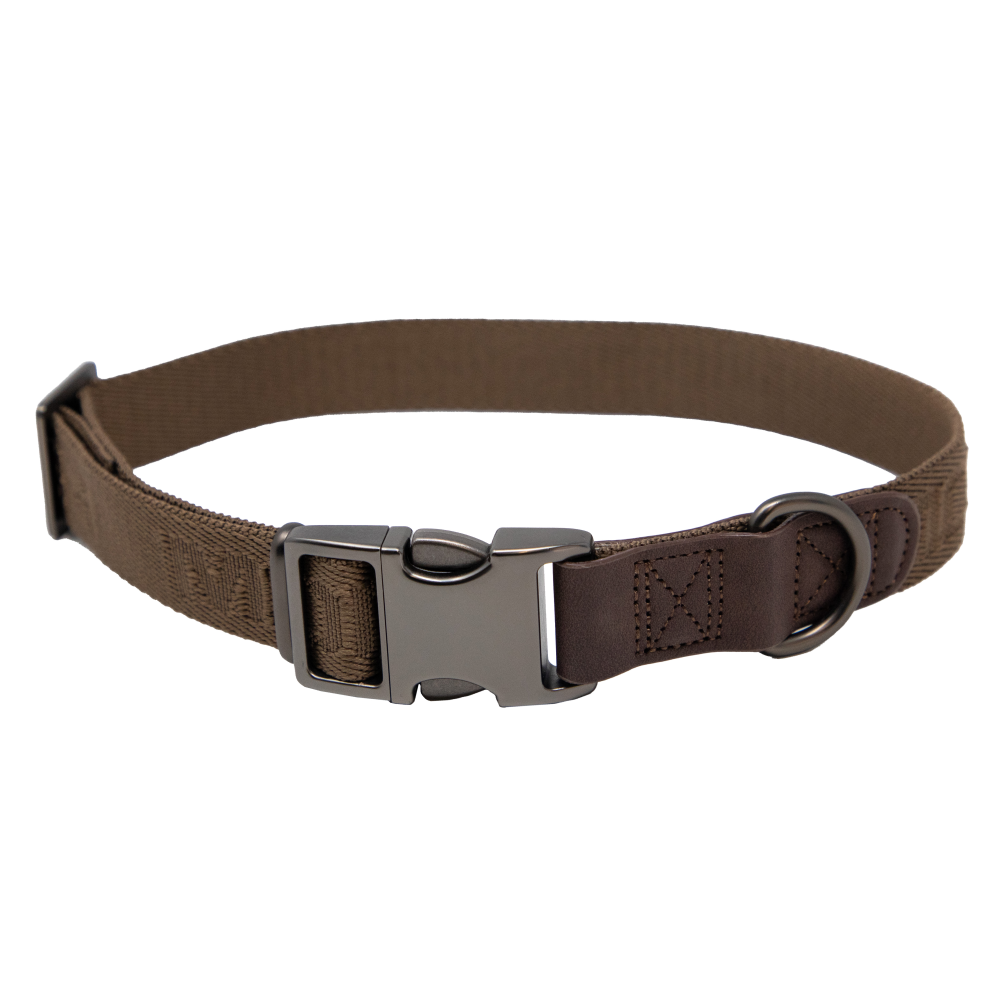 MoMarsh Adjustable Nylon Dog Collar Chocolate Brown 15-23"