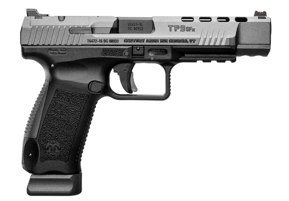 Canik HG3774GN TP9SFx 9mm Luger 20+1, 5.20" Black Nitride Match Grade Barrel, Tungsten Gray Cerakote Optic Ready/Serrated w/Ports Steel Slide, Black Polymer Frame w/Picatinny Rail, Ambidextrous