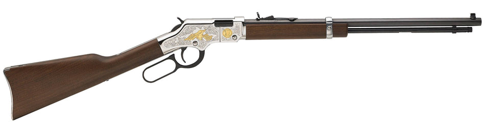 Henry H004SAT Golden Boy 2nd Amendment Tribute 22 Short,Long,LR 16 LR/21 Short 20" Nickel Plated American Walnut Right Hand