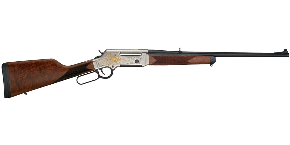 Henry H014WL223 Long Ranger Wildlife Full Size 223 Rem/5.56x45mm NATO 5+1 20" Blued Steel Barrel, Engraved Nickel-Plated w/24K Gold Inlay Steel Receiver, American Walnut Stock Right Hand