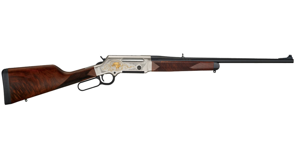 Henry H014WL308 Long Ranger Wildlife Full Size 308 Win 4+1 20" Blued Steel Barrel, Engraved Nickel-Plated w/24K Gold Inlay Steel Receiver, American Walnut Stock Right Hand