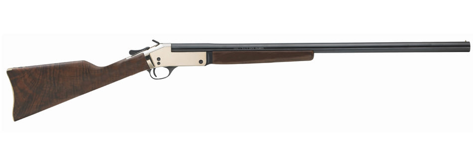 Henry H015B12 Single Shot 12 Gauge with 28" Blued Barrel, 3.5" Chamber, 1rd Capacity, Polished Brass Metal Finish & American Walnut Stock Right Hand (Full Size)