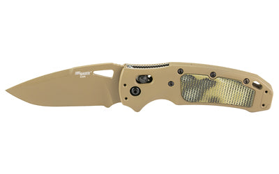 Hogue K320 AXG Folding Knife, Flat Dark Earth Cerakote, 3.5" CPM-S30V Drop Point Blade, FDE Aluminum with Green G10 Inserts 36375