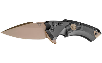 Hogue X5 Emperor Scorpion Folder, 3.5" CPM-154 Spear Point with Flipper, FDE PVD Blade, Black Anodized Frame 36570