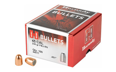 Hornady FMJ-RN .451 Diameter 45 Caliber 230 Grain Round Nose Bullets, 100 Count 45177