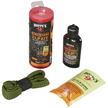 Hoppe's Boresnake CLP Pistol Kit 9mm Including CLP Bottle Boresnake and Hand Wipe