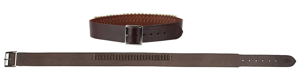 Hunter Handgun Cartridge Belt .45 Caliber Leather Large Antique Brown 40"-45"