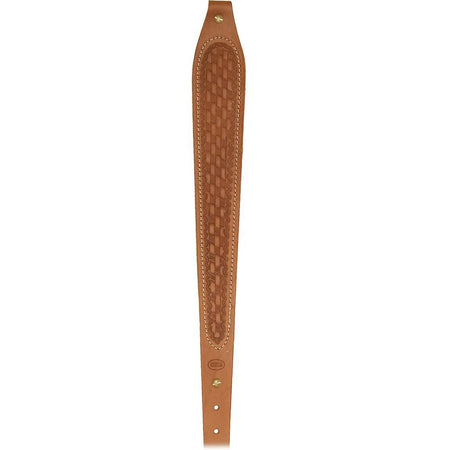 Hunter Cobra Basket Weave Leather Rifle Sling Suede Lined Chestnut Tan