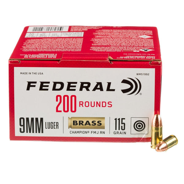 Federal WM51992 Champion Training 9mm Luger 115 gr Full Metal Jacket (FMJ)