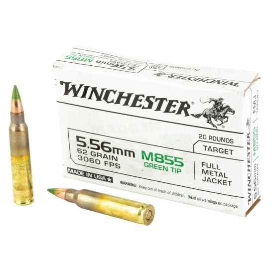 Winchester Ammo USA 5.56x45mm M855 NATO 62 gr Full Metal Jacket Lead Core (FMJLC)