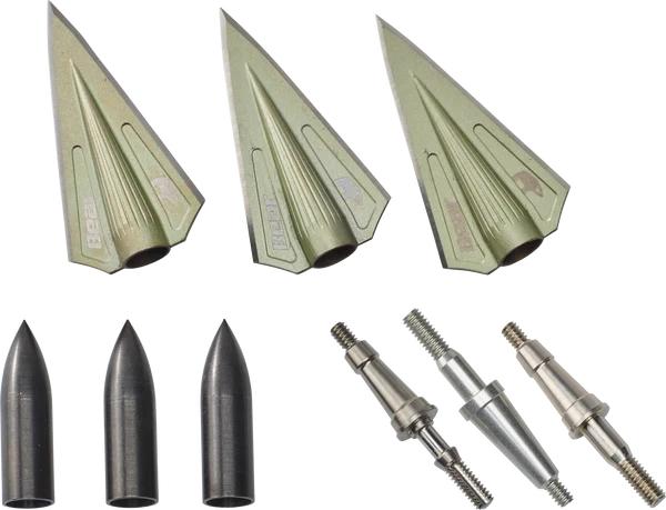 Bear Archery RazorHead VWS Double Bevel Archery Broadhead Kit Green 3-Pack
