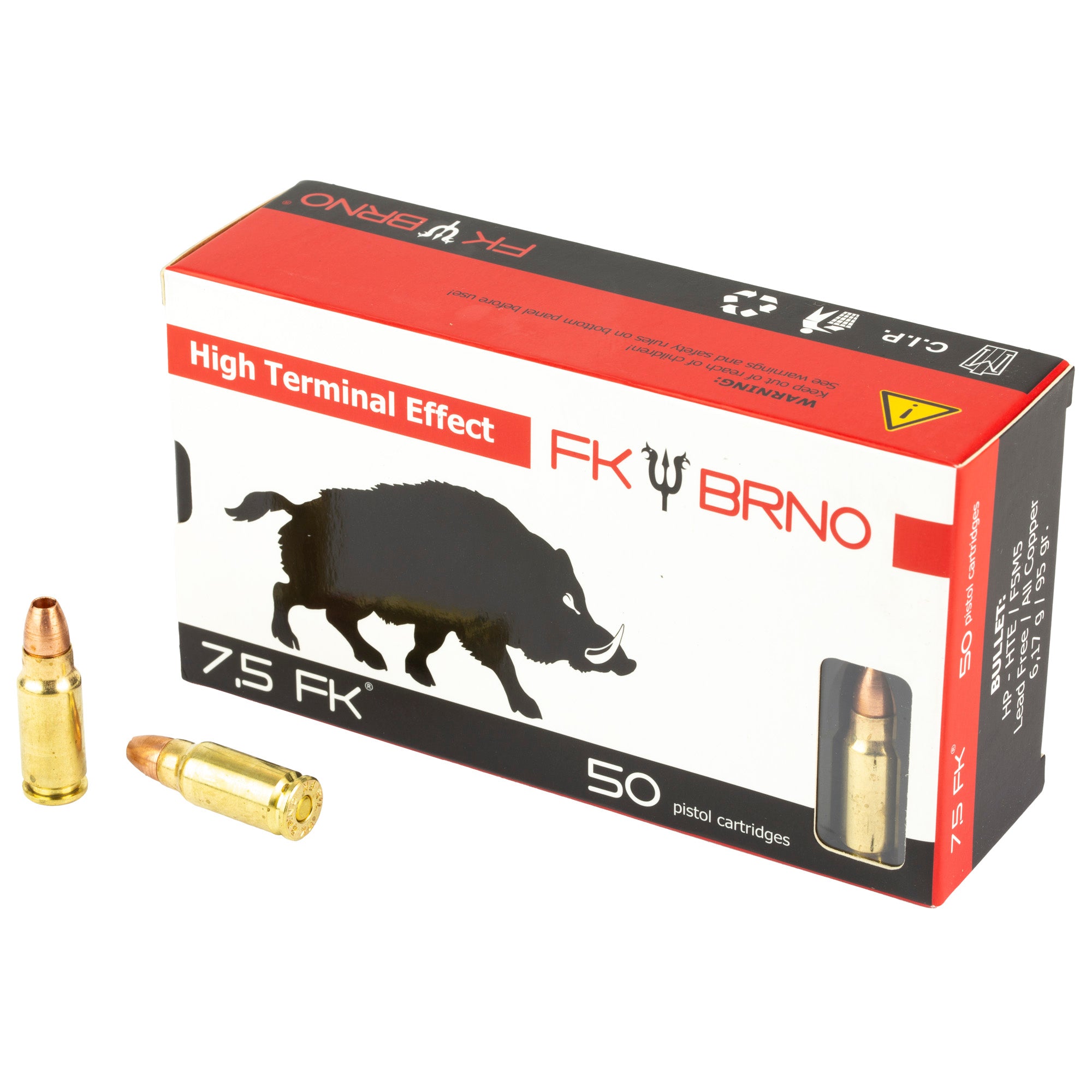 FK Brno F5 7.5 FK 95 grain Copper Hollow Point ammunition