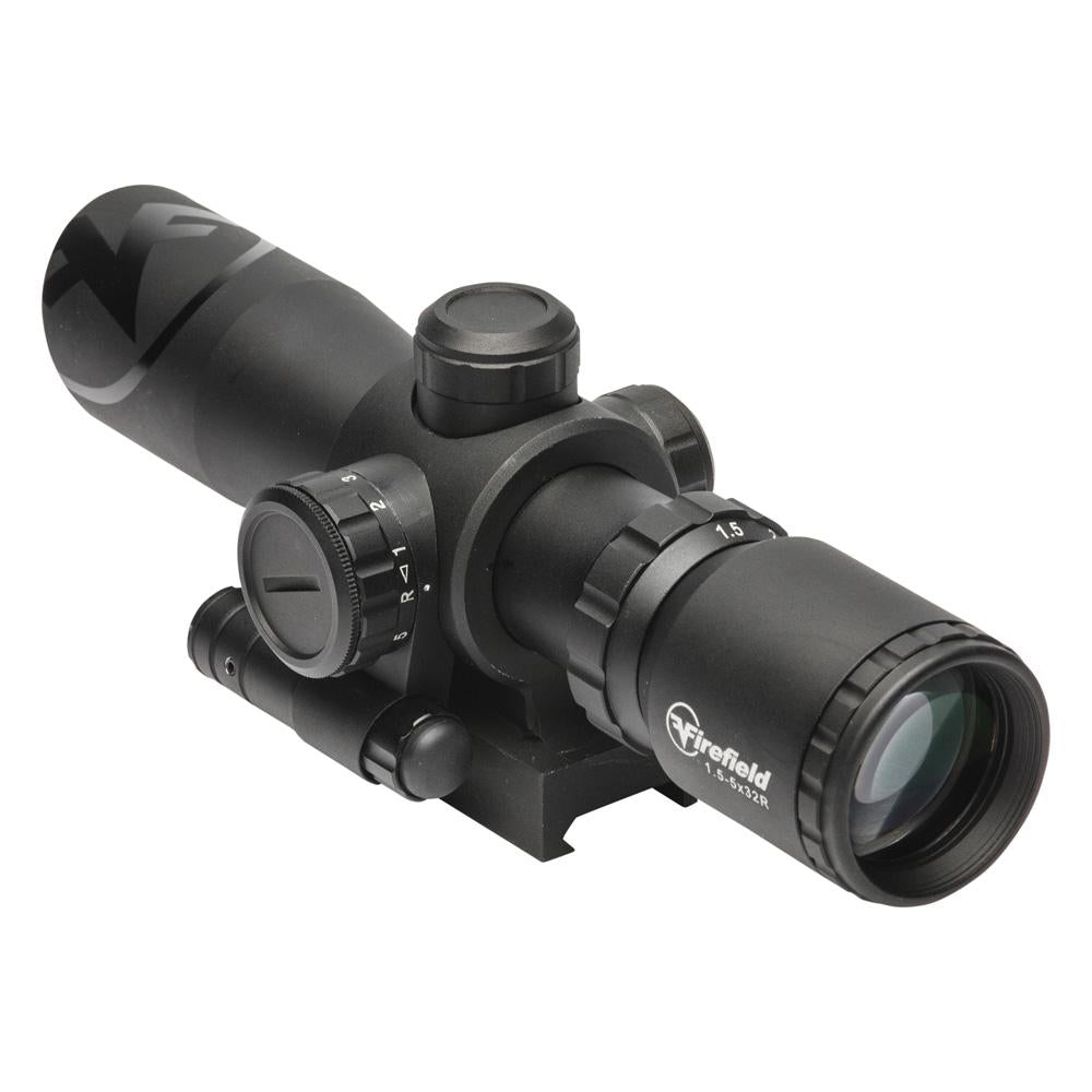 Firefield Barrage Rifle Scope 1.5-5x32 Illuminated Mil-Dot with Integrated Red Laser Black