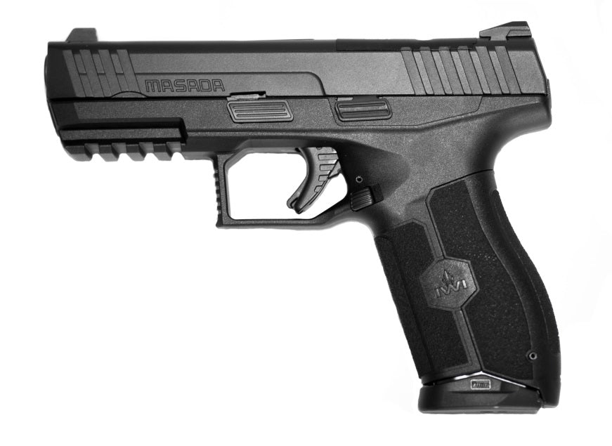IWI US M9ORP10NS MASADA Full Size 9mm Luger 10+1, 4.10" Black Button Rifled Steel Barrel, Black Optic Ready/Serrated Steel Slide, Black Polymer Frame w/Picatinny Rail, Ambidextrous