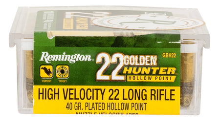 Remington R21251 Golden Hunter Plated Hollow Point 40 Grain .22 Long Rifle