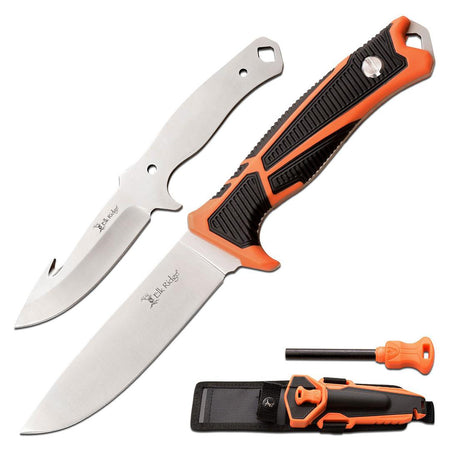 Elk Ridge Trek 4 1/2" Interchangeable Blade Set with Orange and Black Handles